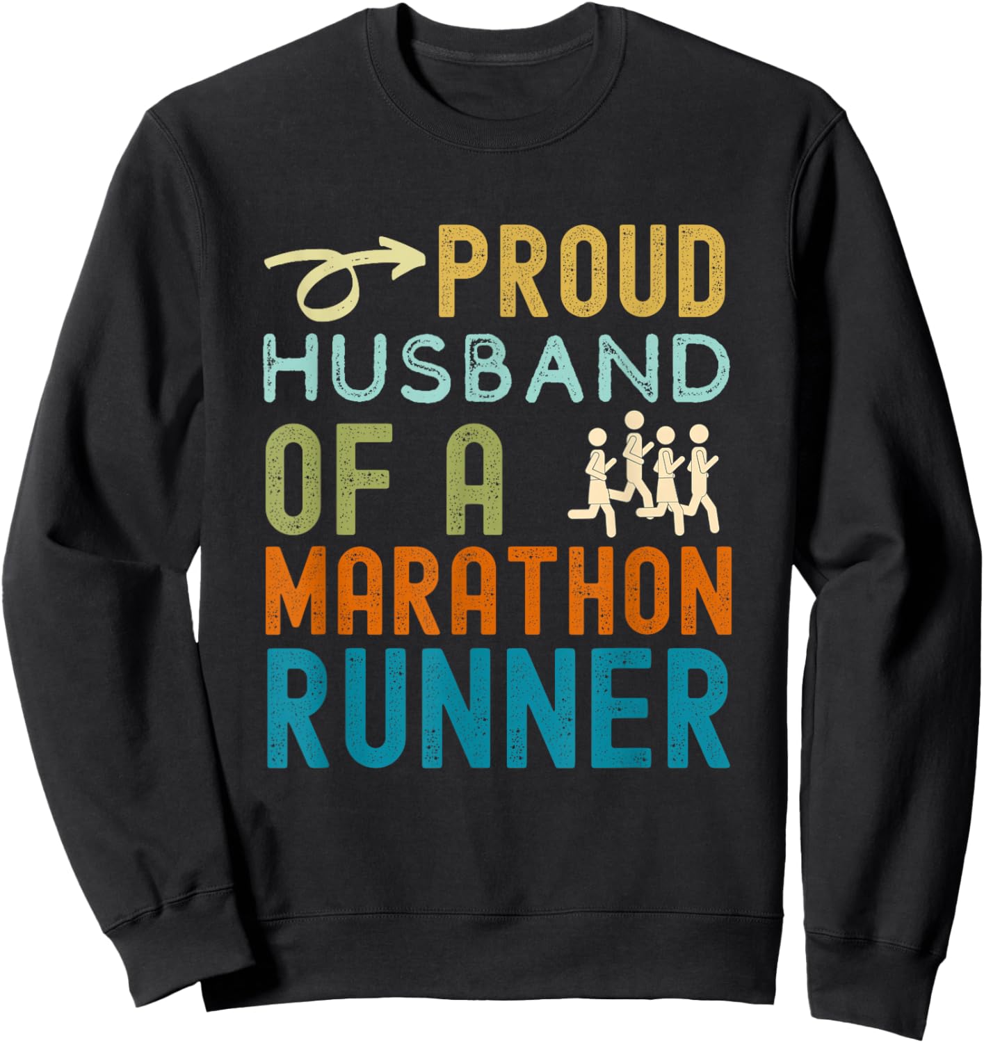 Proud husband of a marathon runner retro vintage distressed Sweatshirt - Sweatshirt | Black