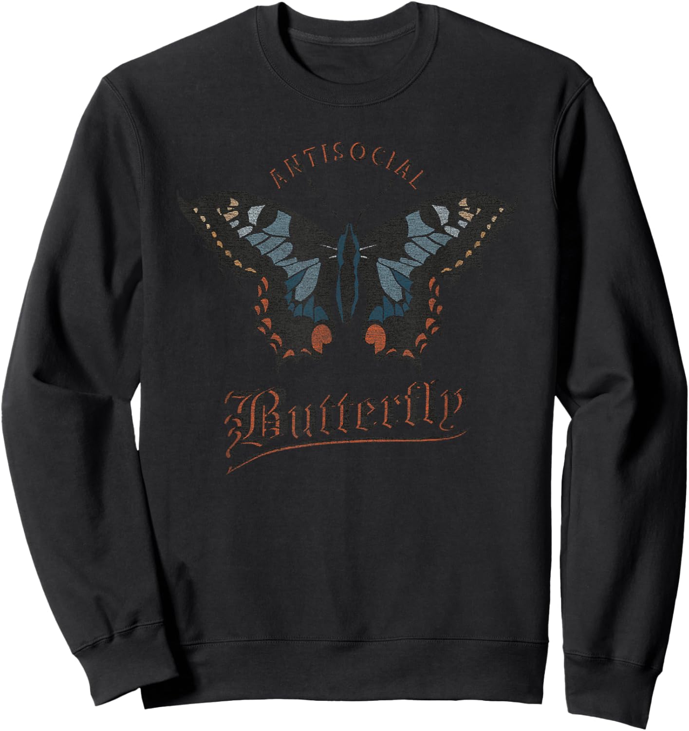 Antisocial Butterfly Grunge Fairycore Aesthetic Introvert Sweatshirt - Sweatshirt | Black