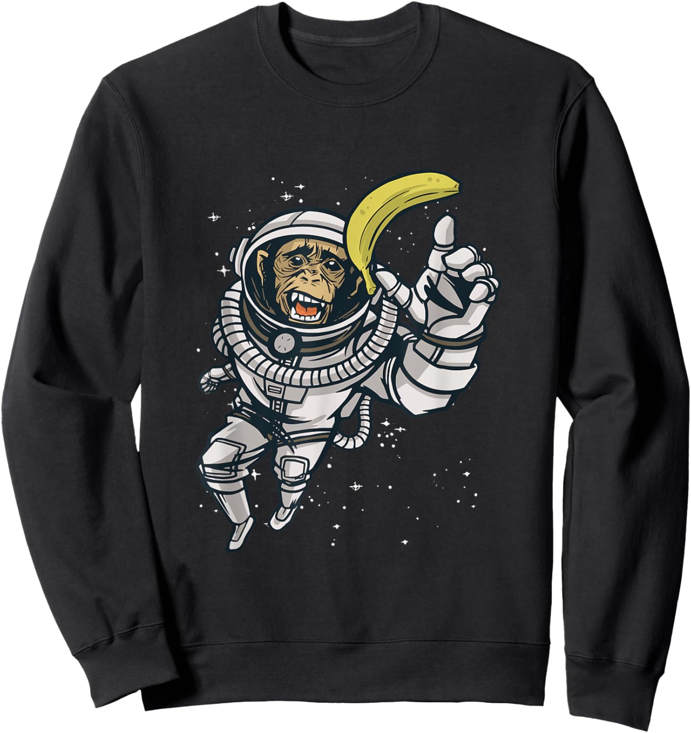 Funny Astronaut Monkey Chimpanzee Chimp Space Humor Meme Sweatshirt - Sweatshirt | Black