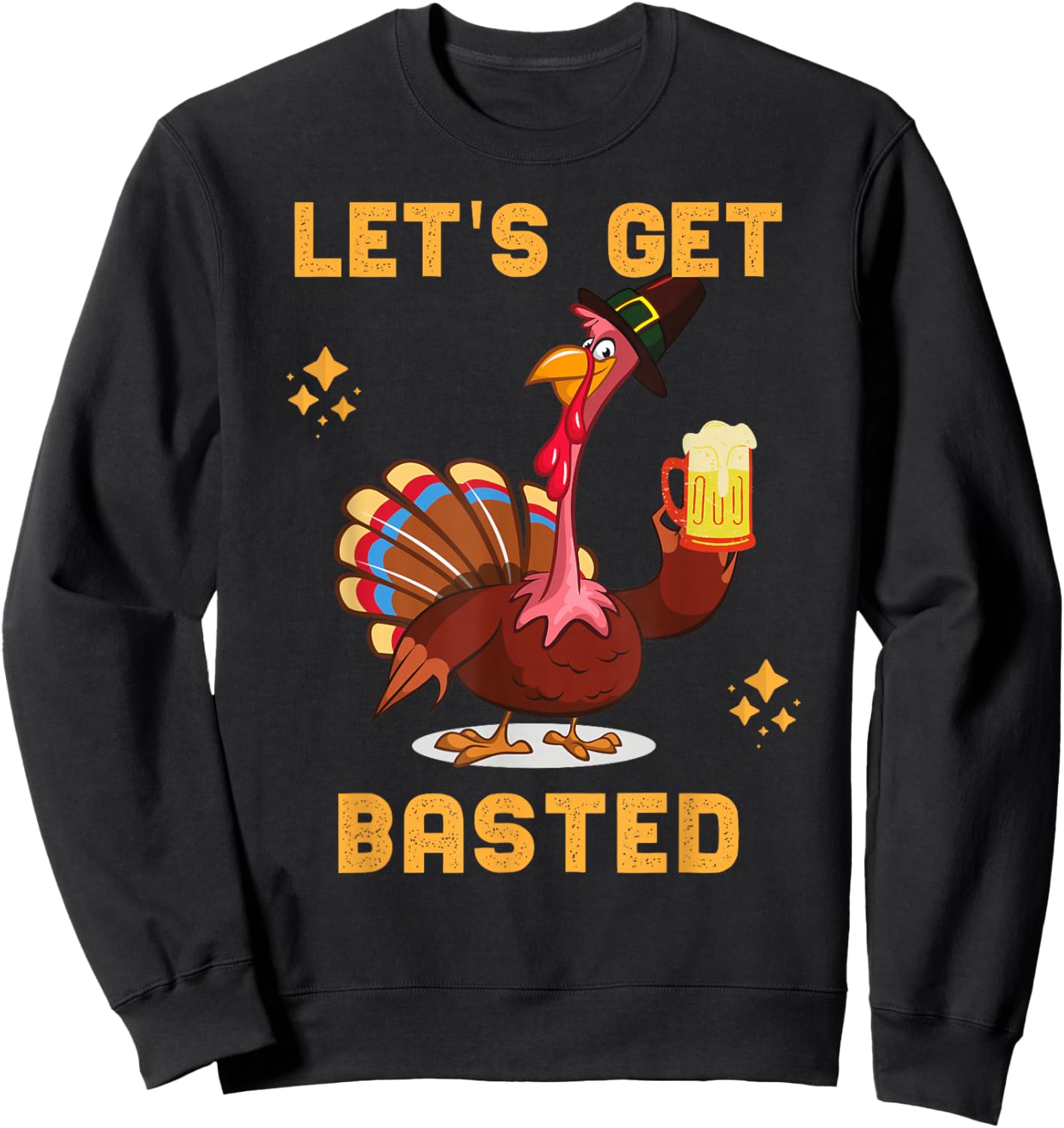 Funny Thanksgiving Turkey Beer Drinking Party Costume Sweatshirt - Sweatshirt | Black