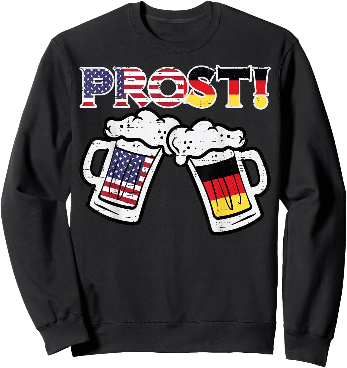 Oktoberfest US German Flag Mug Prost Bavarian Dad Men Women Sweatshirt - Sweatshirt | Black