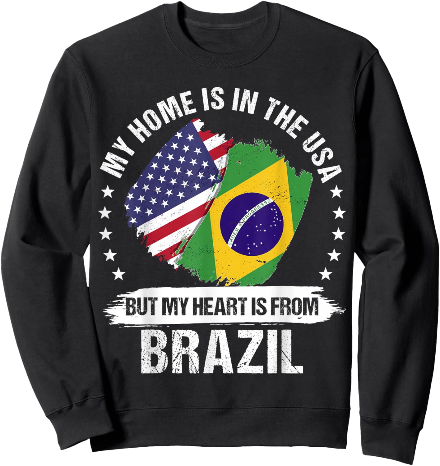 American Patriot Brazil Flag American Brazilian Roots Sweatshirt - Sweatshirt | Black