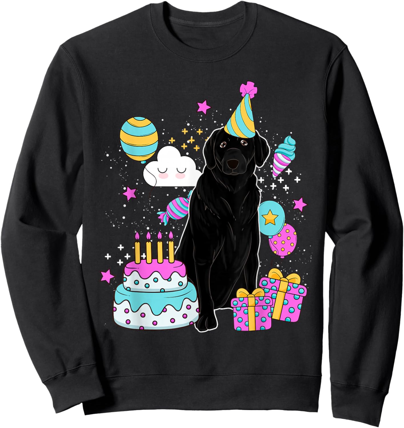 Dog Birthday Party Black Labrador Pet Lover Black Lab Women Kids Sweatshirt - Sweatshirt | Black