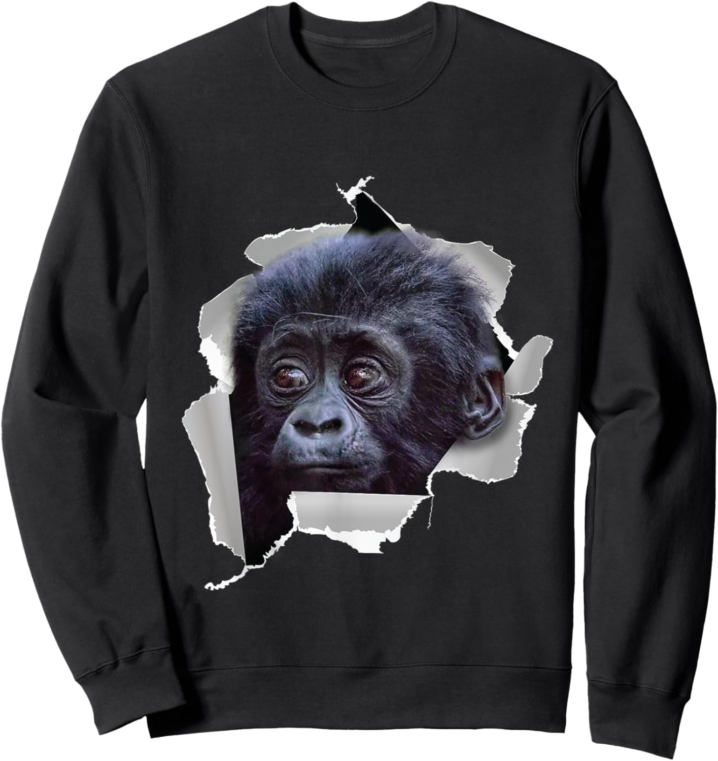 Funny Monkey Gorillas Baby Gorilla Face Costume Sweatshirt - Sweatshirt | Black