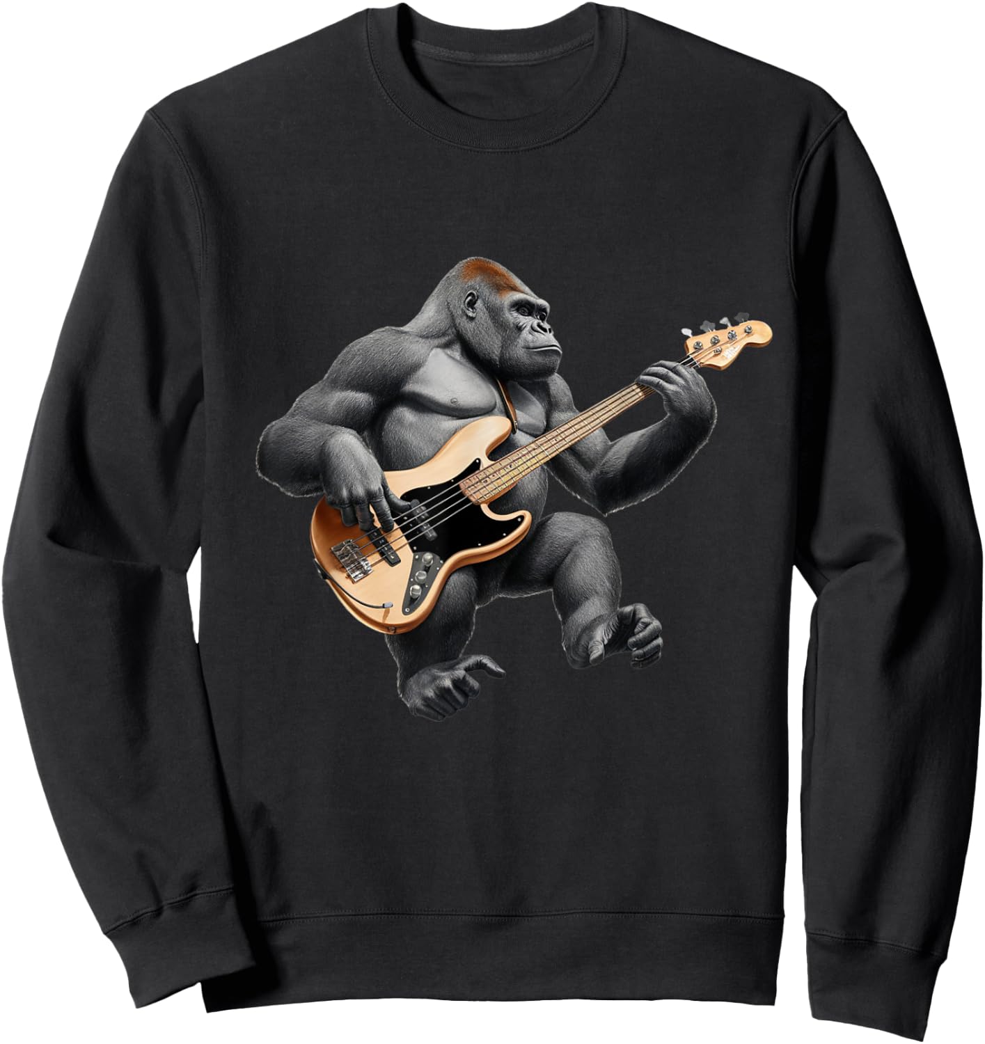 Bassist Gorilla, Funny Gorilla Playing Guitar Rock Music Sweatshirt - Sweatshirt | Black