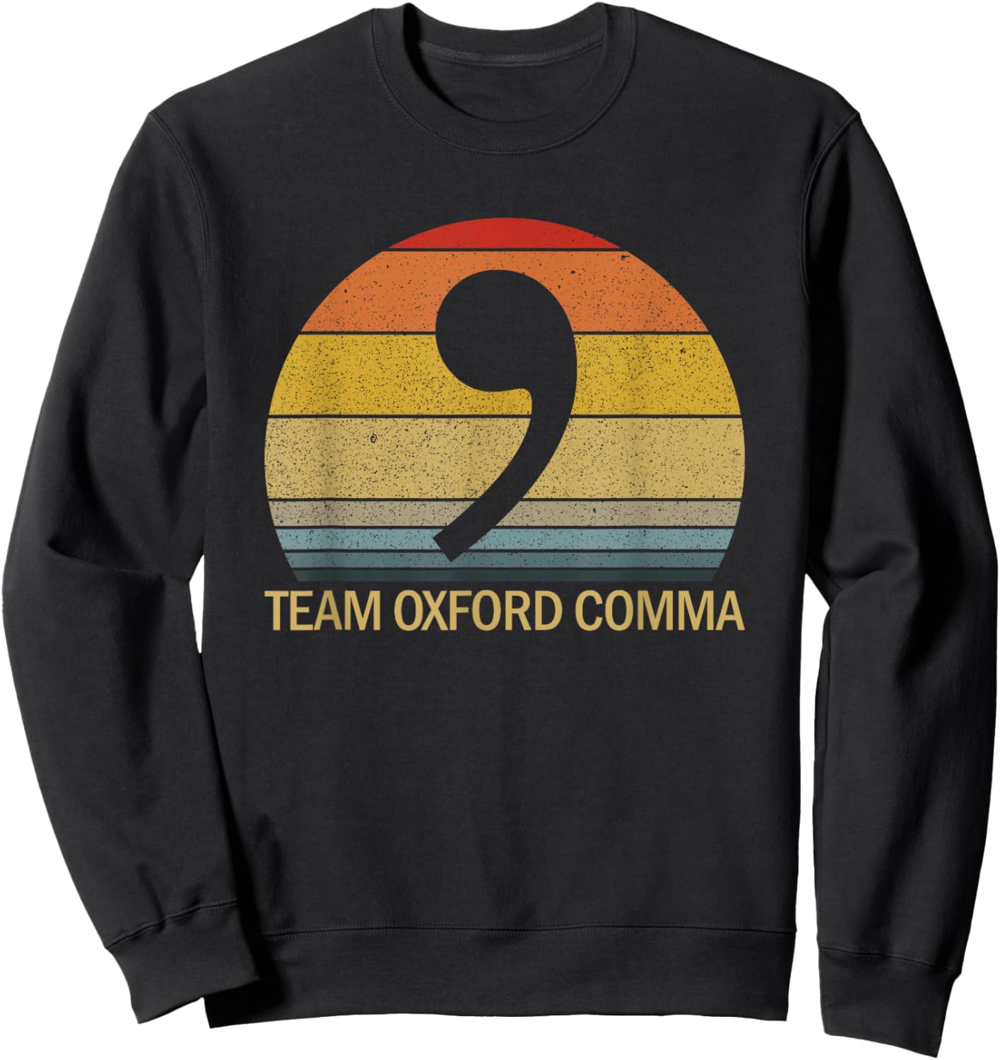 Team Oxford Comma Retro Sunset Team Oxford Comma Sweatshirt - Sweatshirt | Black