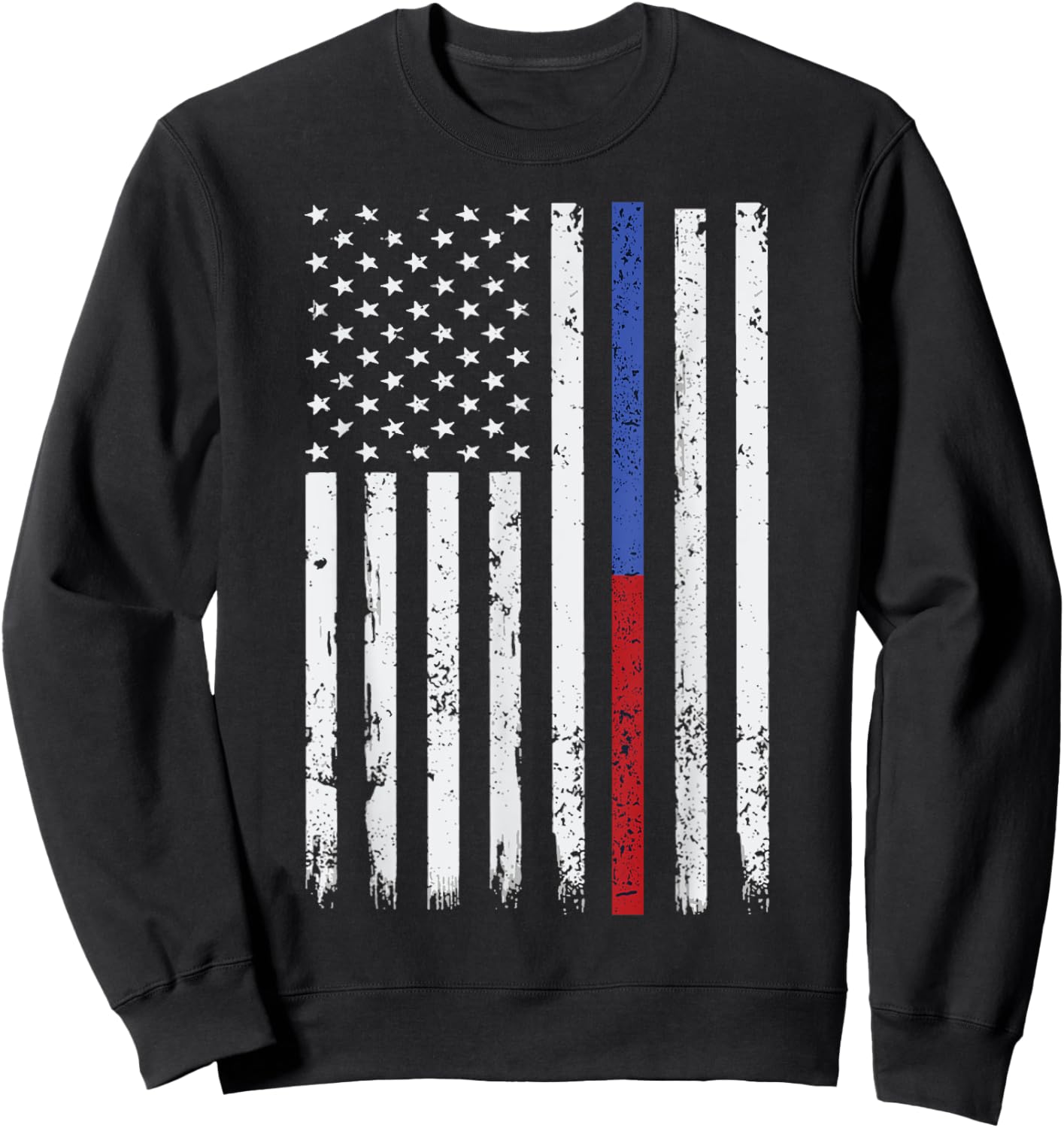 Firefighter & Police Officer Thin Red & Blue Line USA Flag Sweatshirt - Sweatshirt | Black