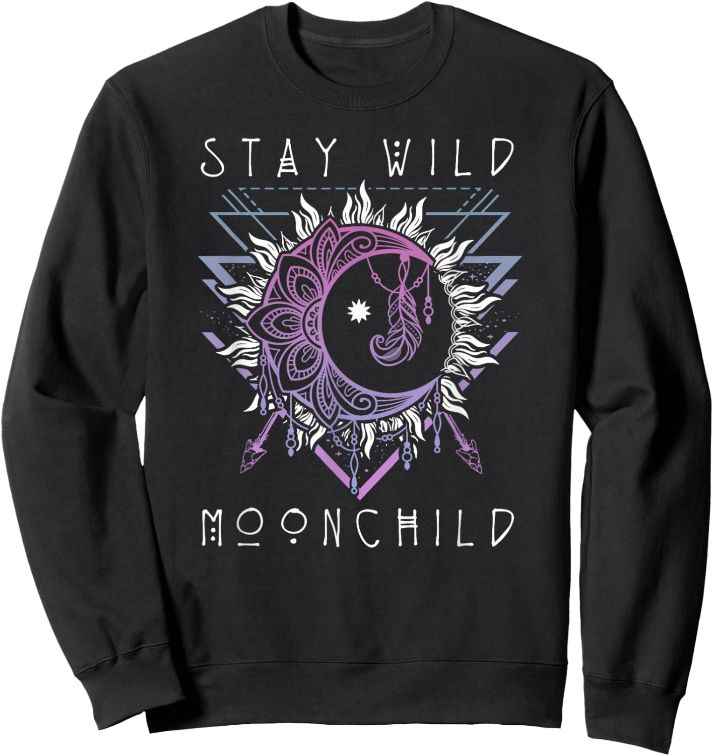 Sun and Moon Design Stay Wild Moon Child Sweatshirt - Sweatshirt | Black