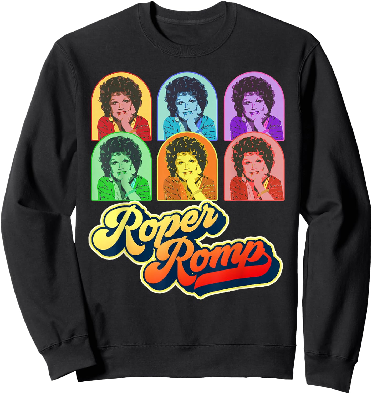 Roper Romp Pop Art Mrs. Roper Three's Company Retro Sweatshirt - Sweatshirt | Black