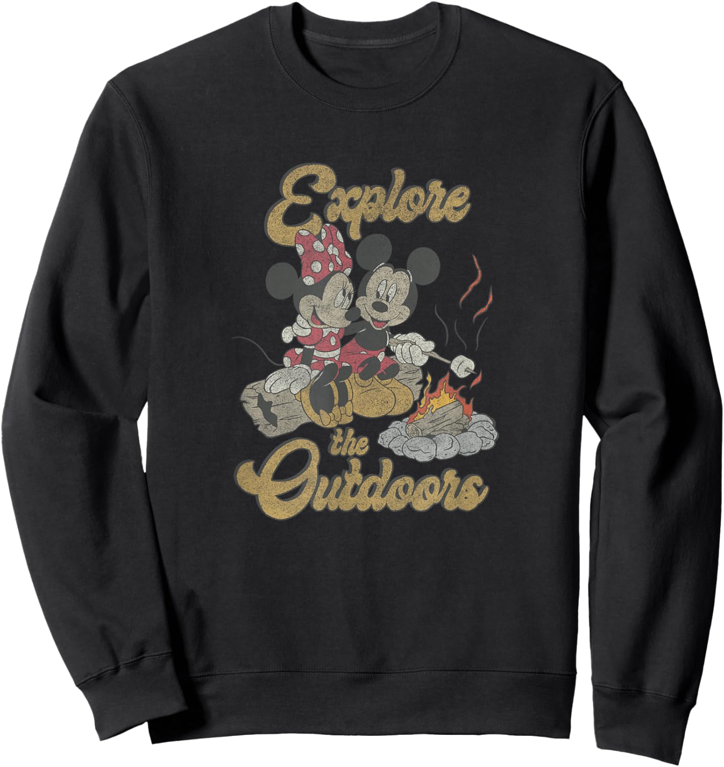 Disney Mickey & Minnie Campfire Explore The Outdoors Sweatshirt - Sweatshirt | Black