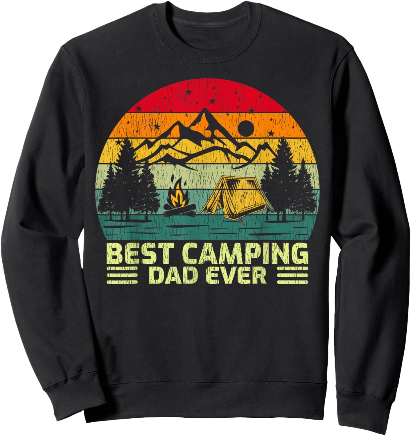 Funny Vintage Best Camping Dad Ever Father's Day Sweatshirt - Sweatshirt | Black