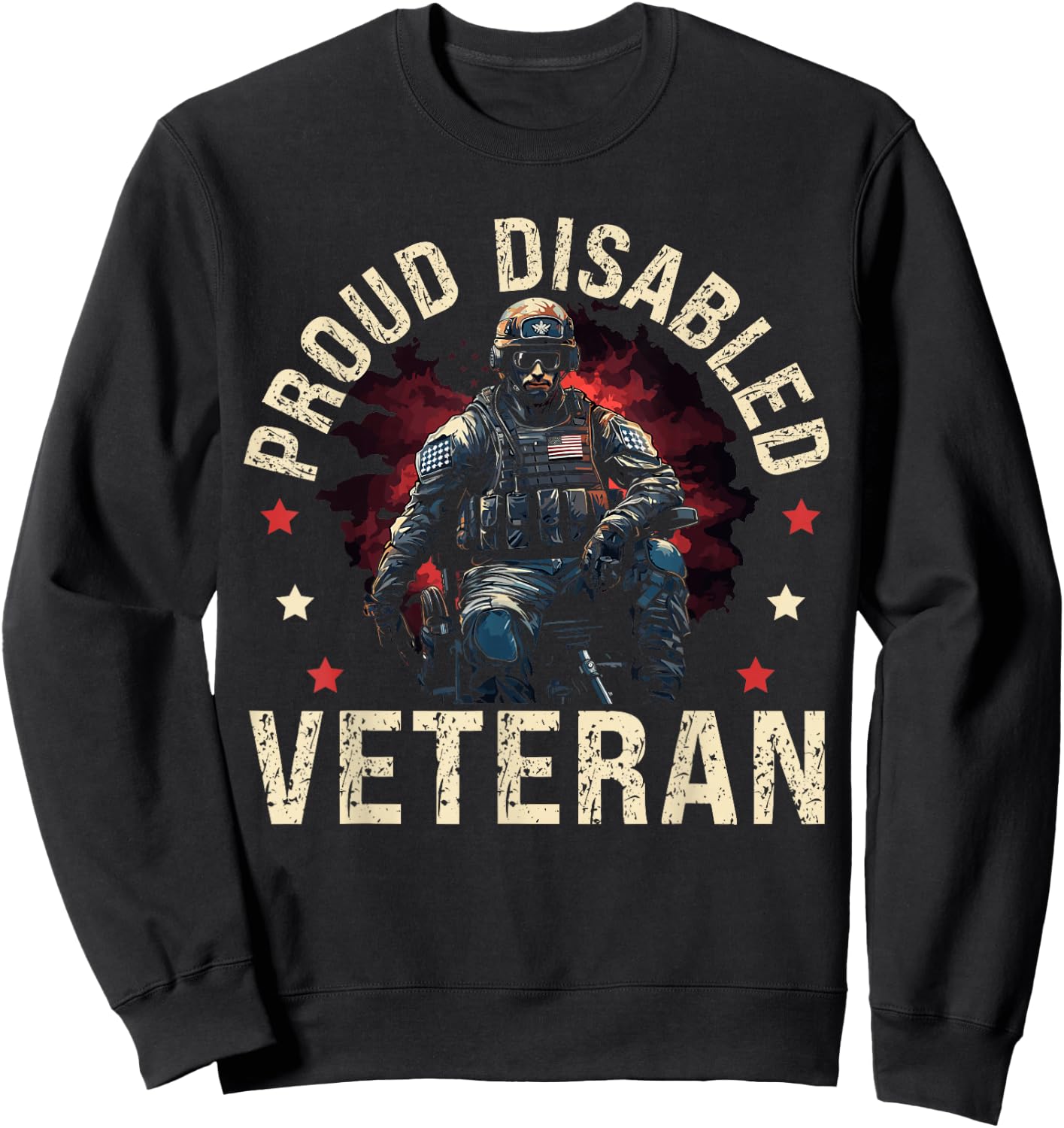 Disabled Veteran Armed Forces Military Soldier Army USA Sweatshirt - Sweatshirt | Black