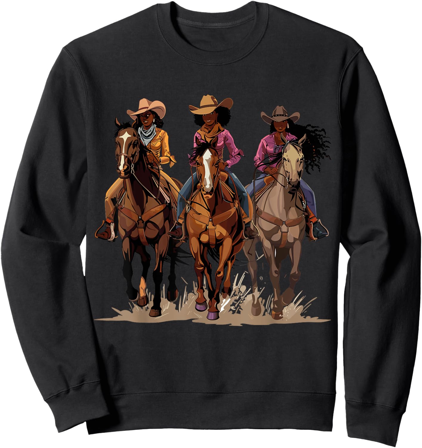Black African American Cowgirl Western Country Texas Rodeo Sweatshirt - Sweatshirt | Black