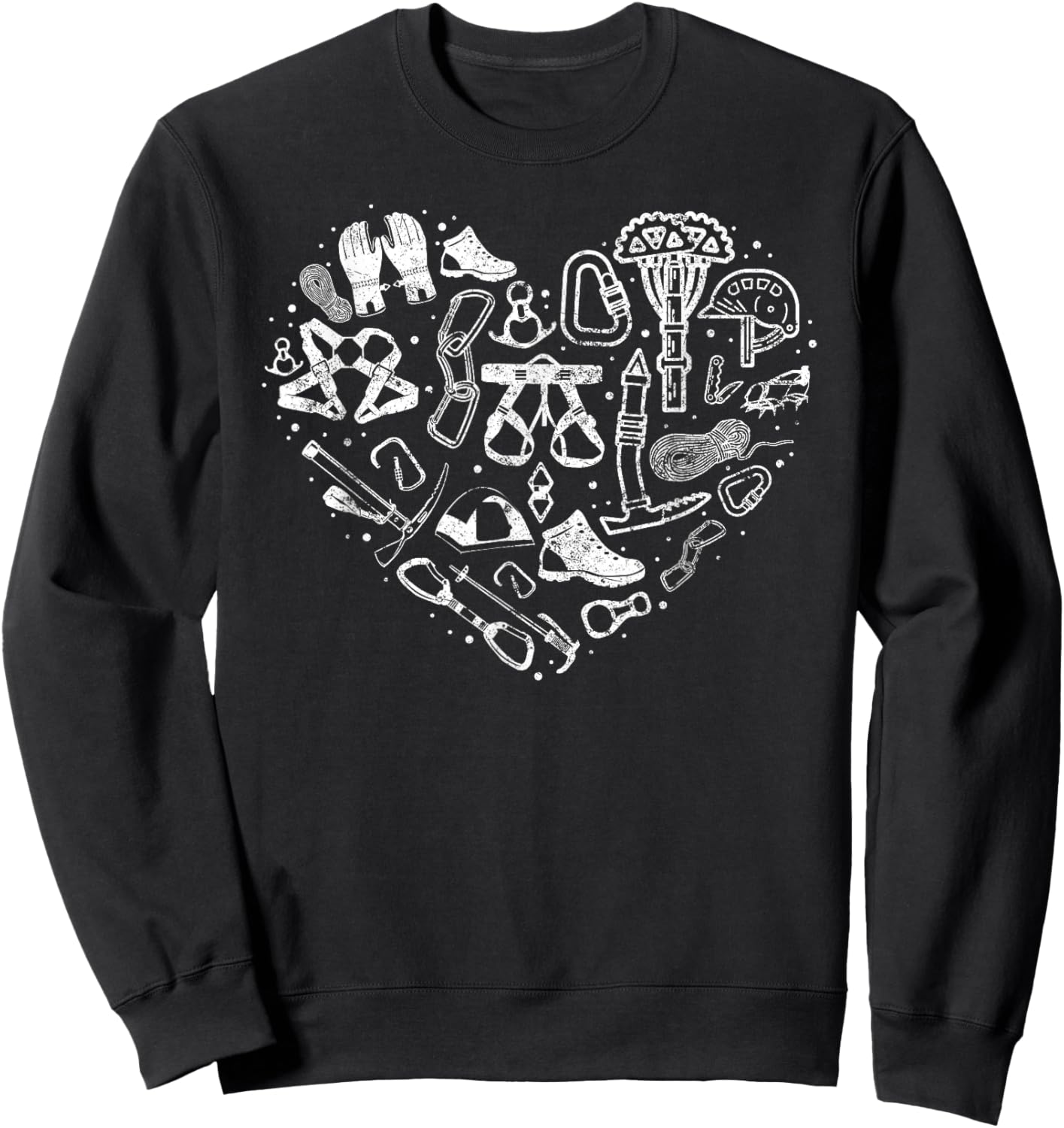 Climber Rock Climbing Equipment Girl Heart Carabiner Sweatshirt - Sweatshirt | Black