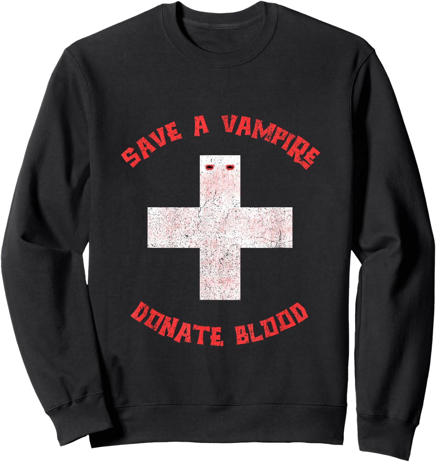 Save A Vampire Donate Blood Funny Halloween Sweatshirt - Sweatshirt | Black