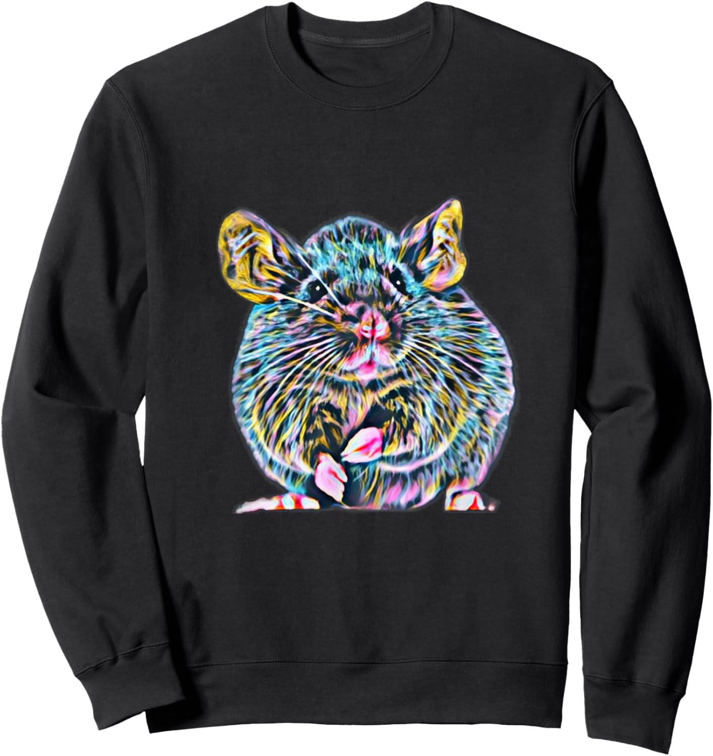 Rat Motif Rodent cute Rat in Hand Cheese Pet Rats Sweatshirt - Sweatshirt | Black