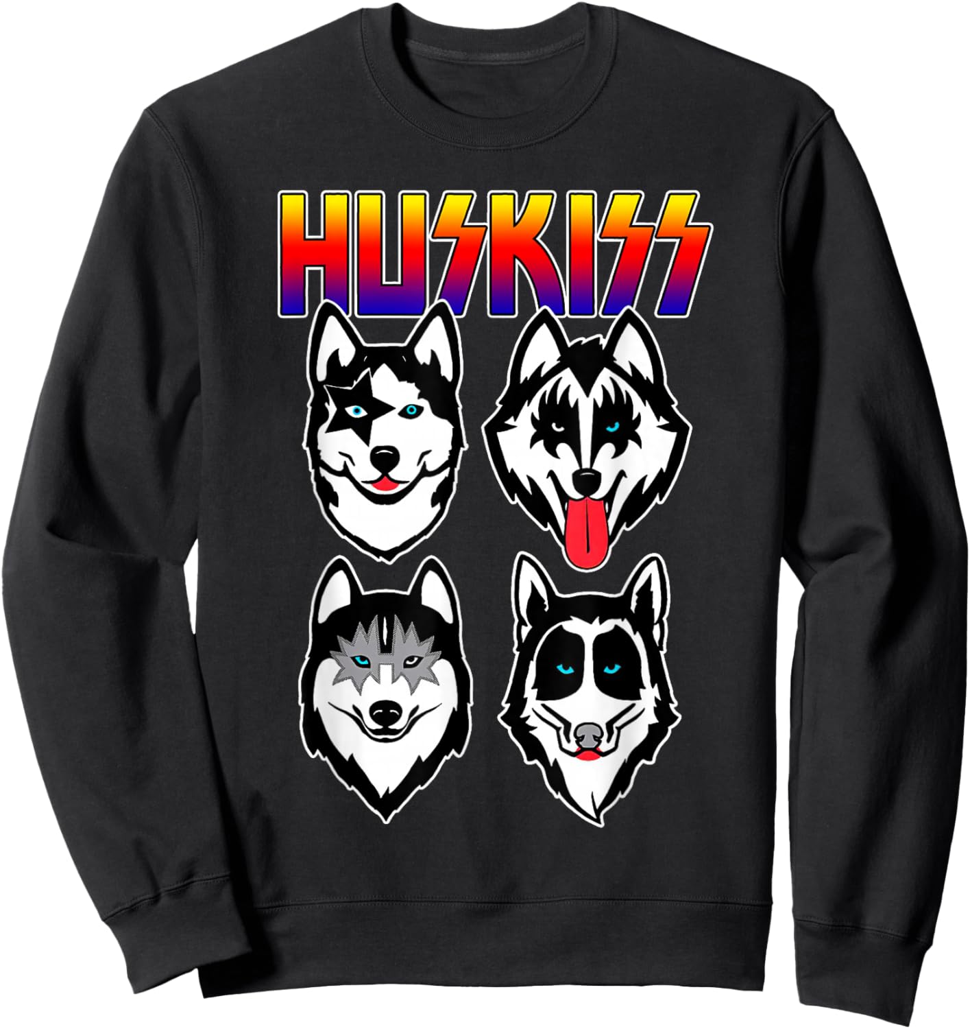 Huskiss Funny Dogs Puppy Rock Rockin Gift Husky Lover Sweatshirt - Sweatshirt | Black