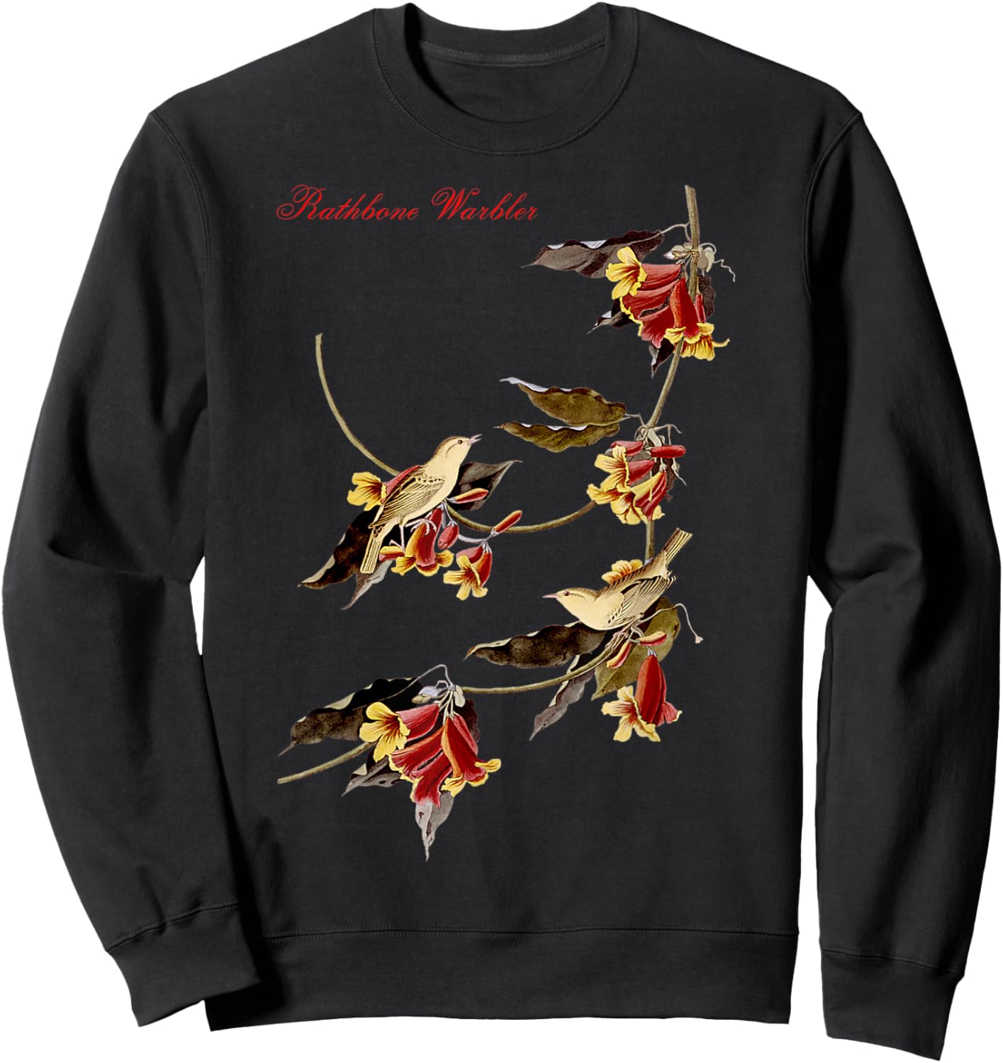 Audubon Rathbone Warbler North American Birds Education Sweatshirt - Sweatshirt | Black
