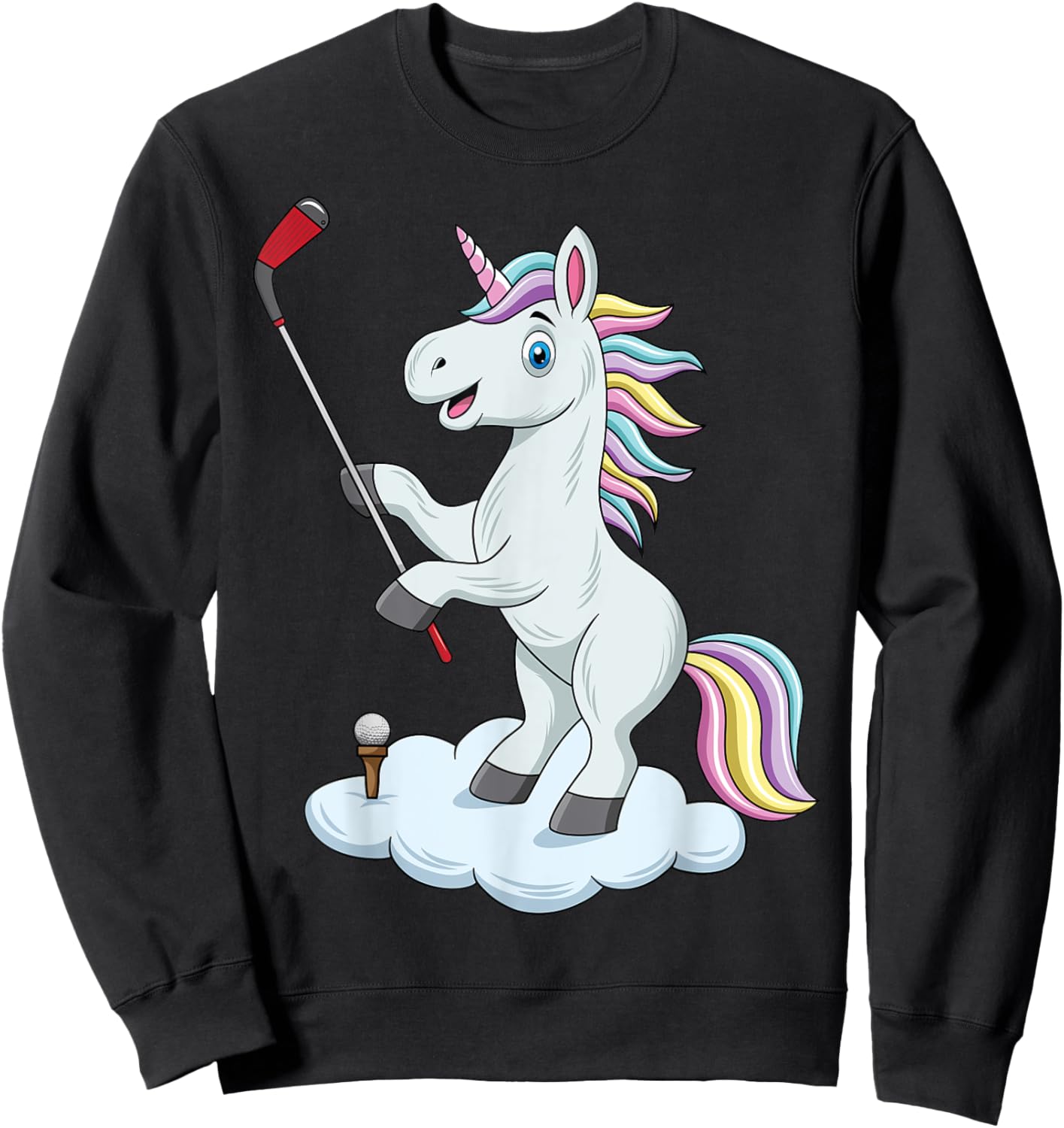 Cute Unicorn Golfing Unicorn Golf Unicorn Playing Golf Sweatshirt - Sweatshirt | Black