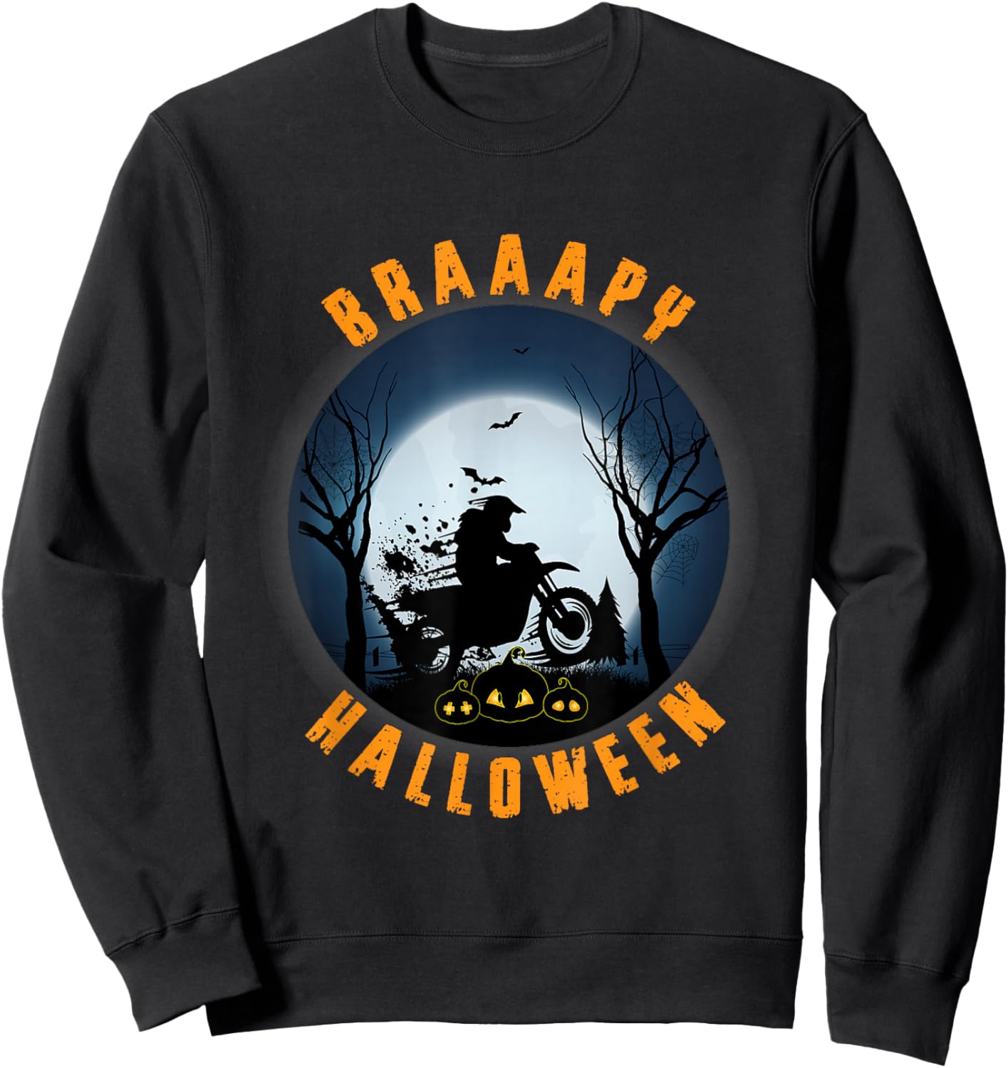 Braaapy Halloween costume motocross dirt bike Halloween Sweatshirt - Sweatshirt | Black
