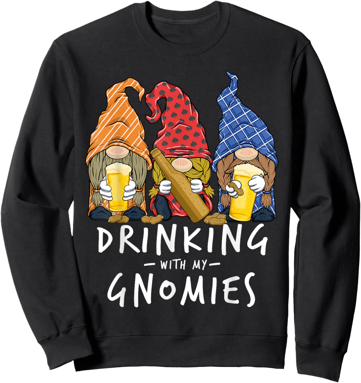 Beer Gnomes Drinking with My Gnomies Beer Drinking Sweatshirt - Sweatshirt | Black