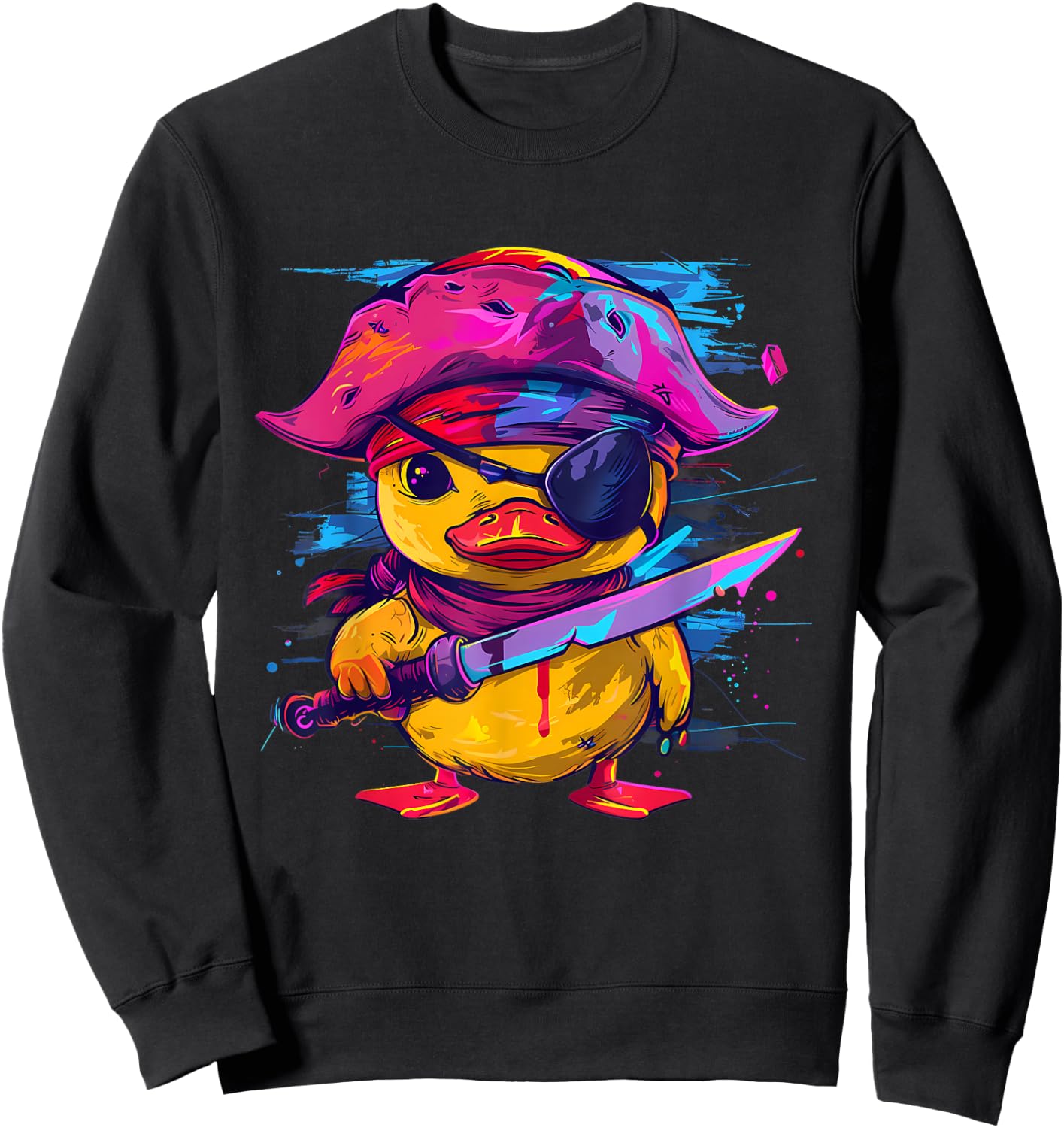 Rubber Duck Pirate Rubber Duckie Funny Rubber Duck Captain Sweatshirt - Sweatshirt | Black