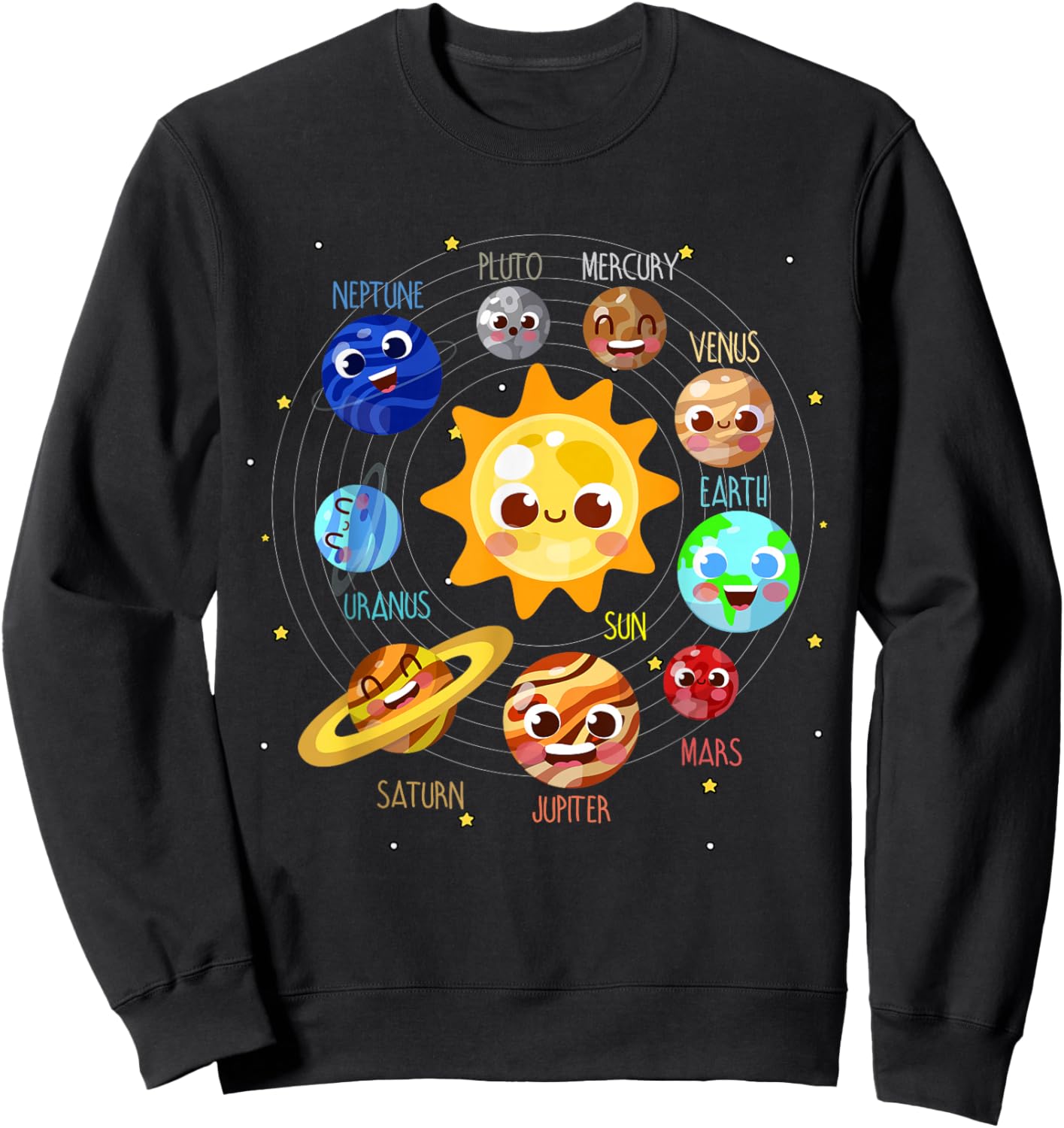 Solar System Pluto Space Planets Children's Astronaut Sweatshirt - Sweatshirt | Black