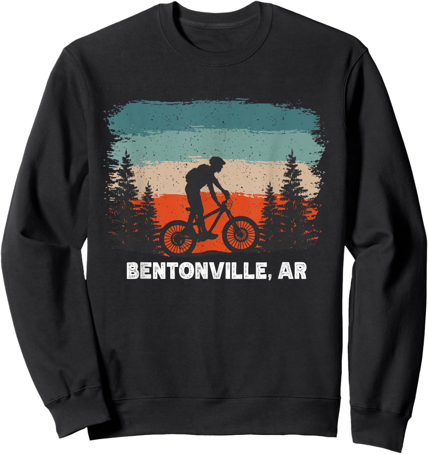 Mountain Bike Retro Sunset Vintage Bentonville, AR Sweatshirt - Sweatshirt | Black