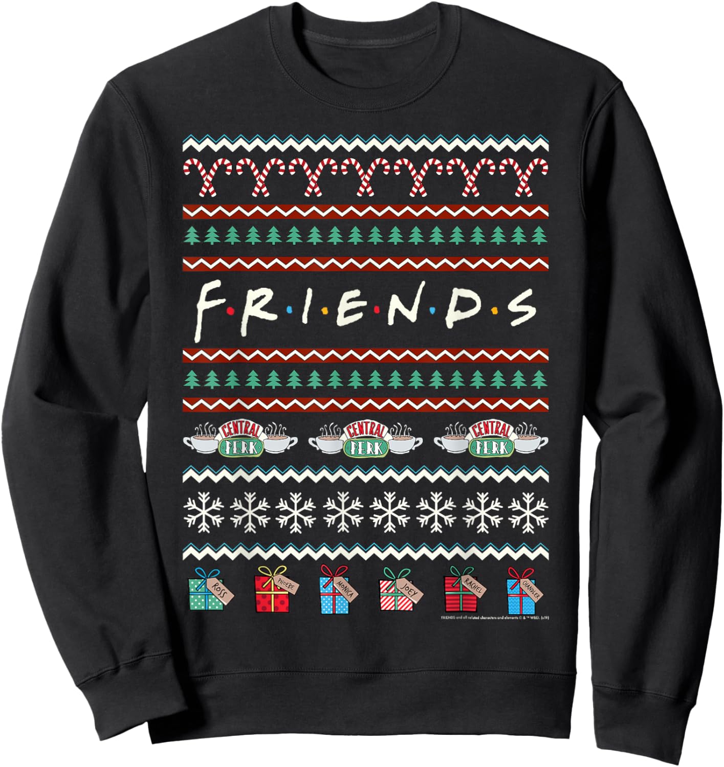 Friends Christmas Logo Ugly Sweater Style Sweatshirt - Sweatshirt | Black
