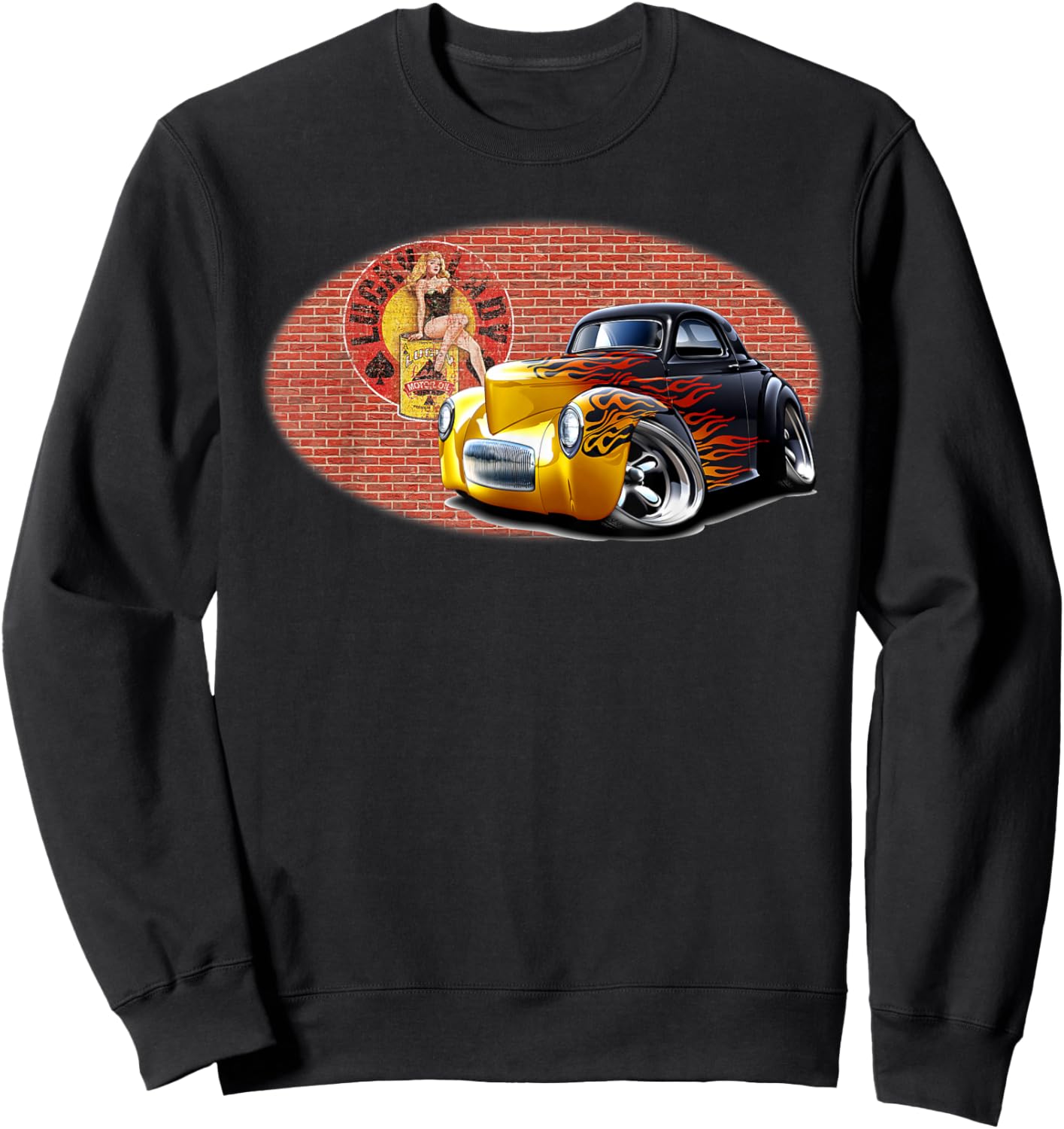1941 Willy's Black Flames Hot Rod Sweatshirt - Sweatshirt | Black