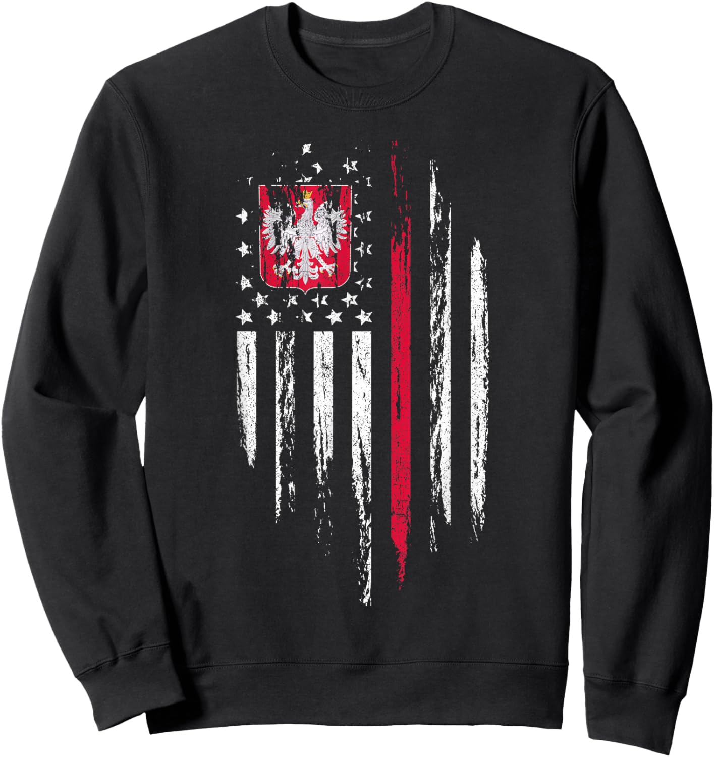 Polish American Flag Combo Poland USA Polska Patriotic Gift Sweatshirt - Sweatshirt | Black