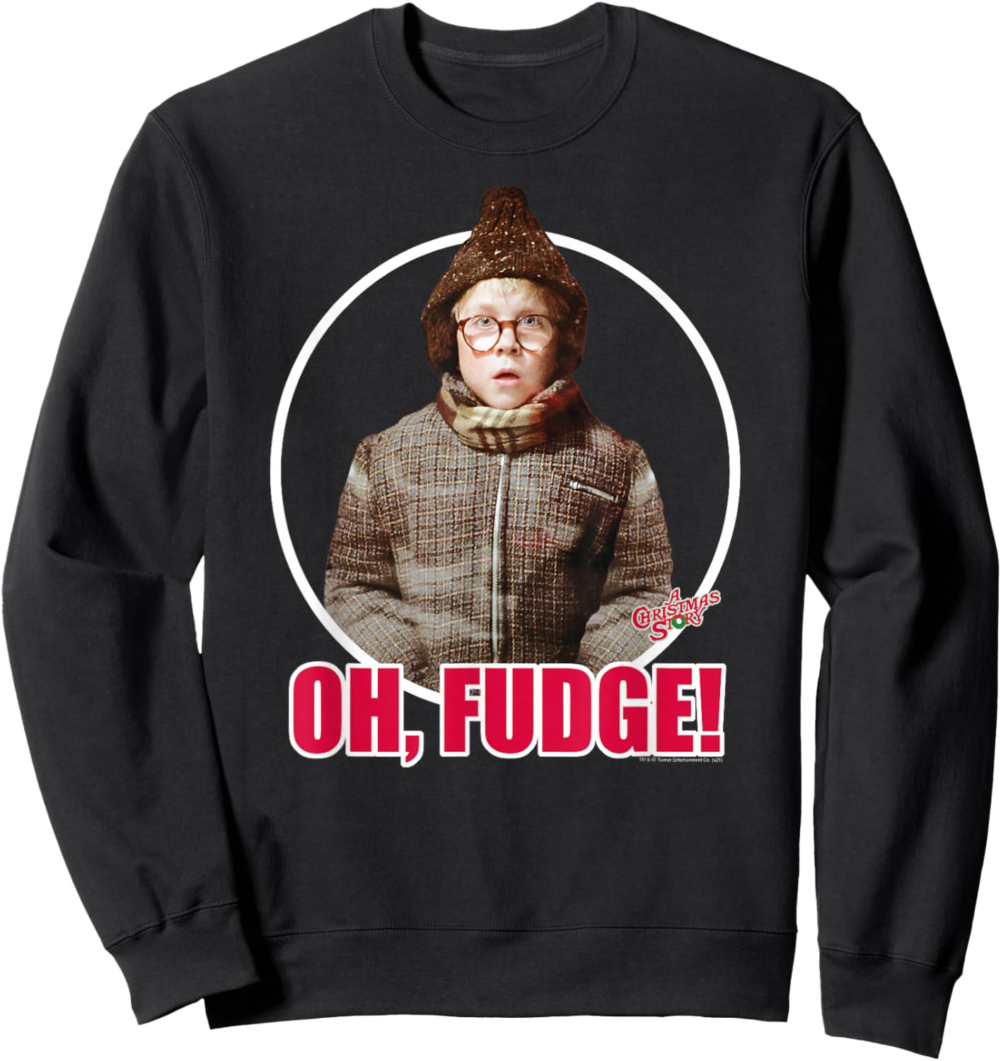 A Christmas Story Ralphie Photo Oh Fudge Funny Holiday Sweatshirt - Sweatshirt | Black