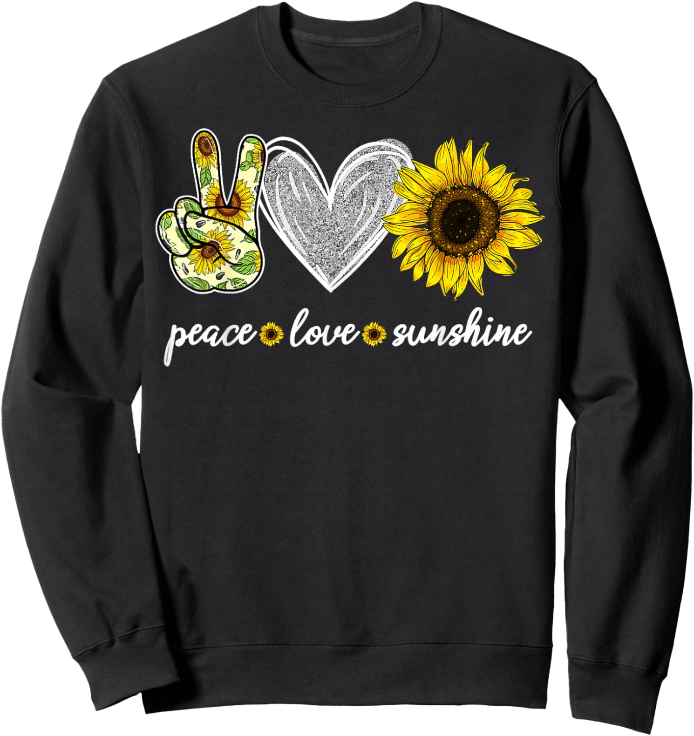 Peace Love Sunshine Sunflower Hippie Sunflower Lover Gifts Sweatshirt - Sweatshirt | Black