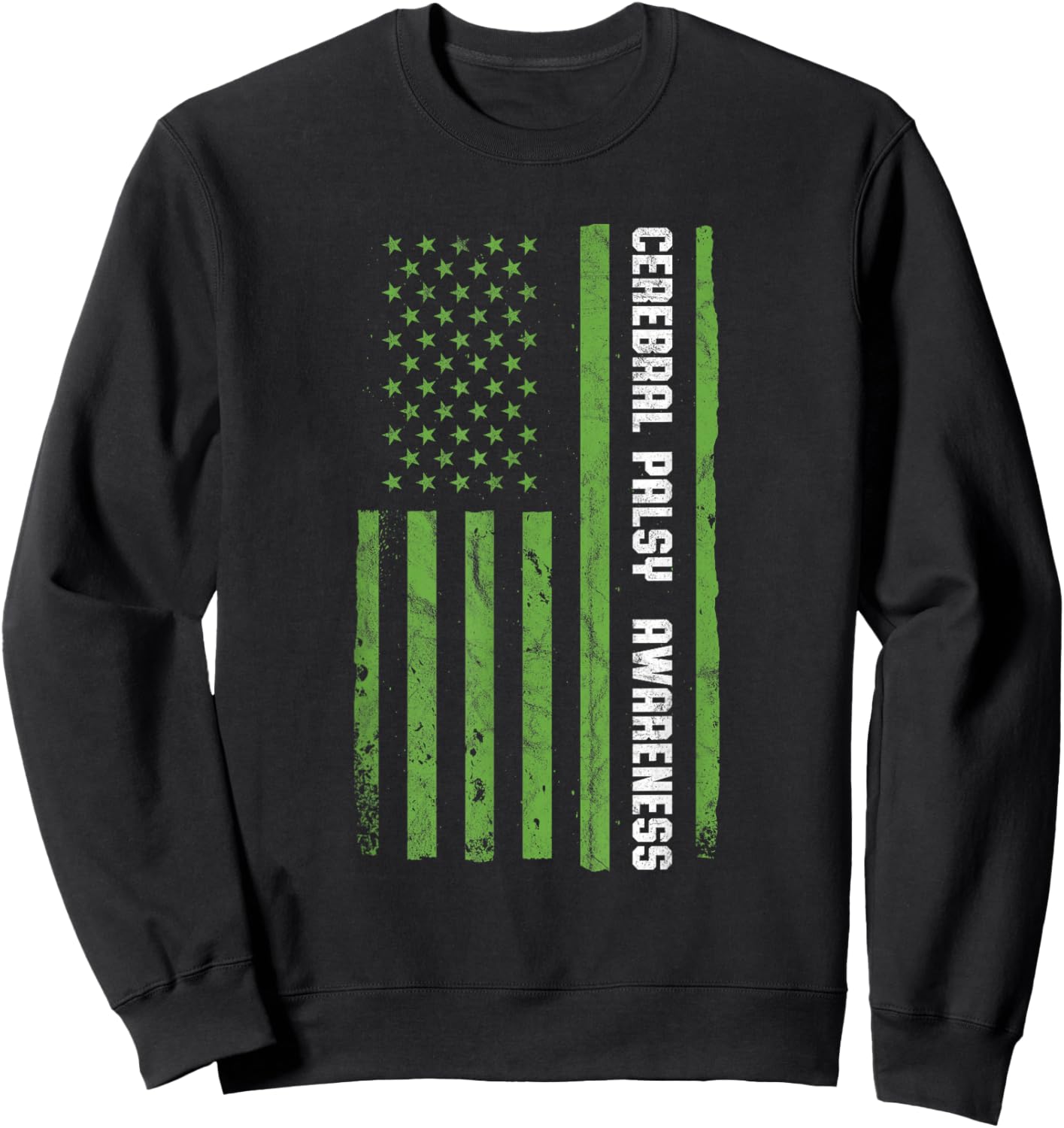 Cerebral Palsy Awareness Month American Flag CP Sweatshirt - Sweatshirt | Black