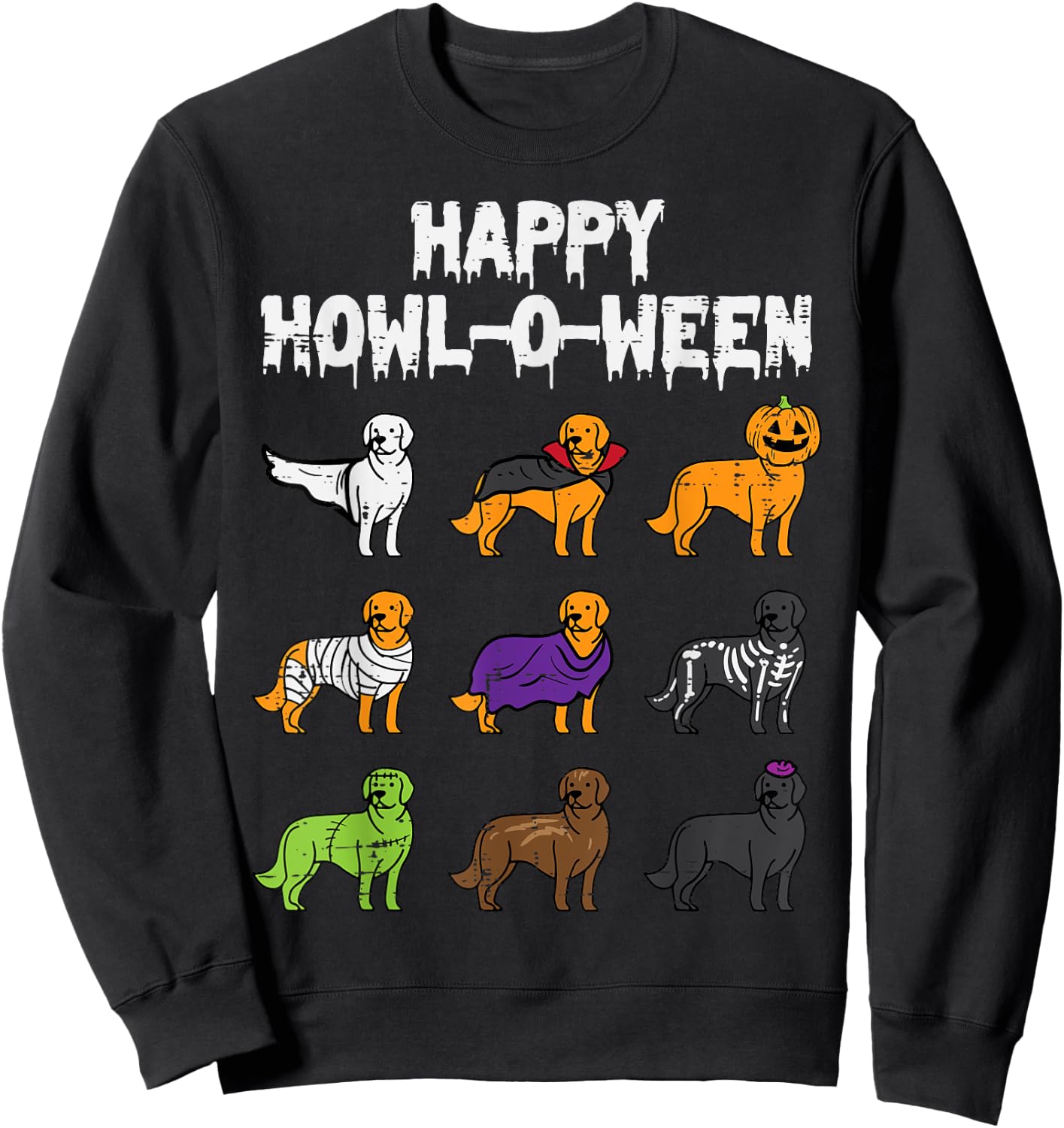 Halloween Dog Howl O Ween Golden Retriever Men Women Kids Sweatshirt - Sweatshirt | Black