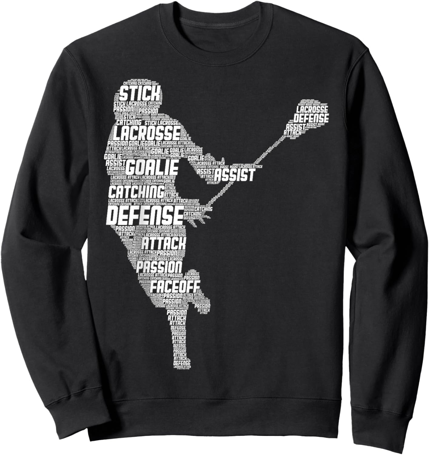 Lacrosse Player Youth Kids Men Boys Sweatshirt - Sweatshirt | Black