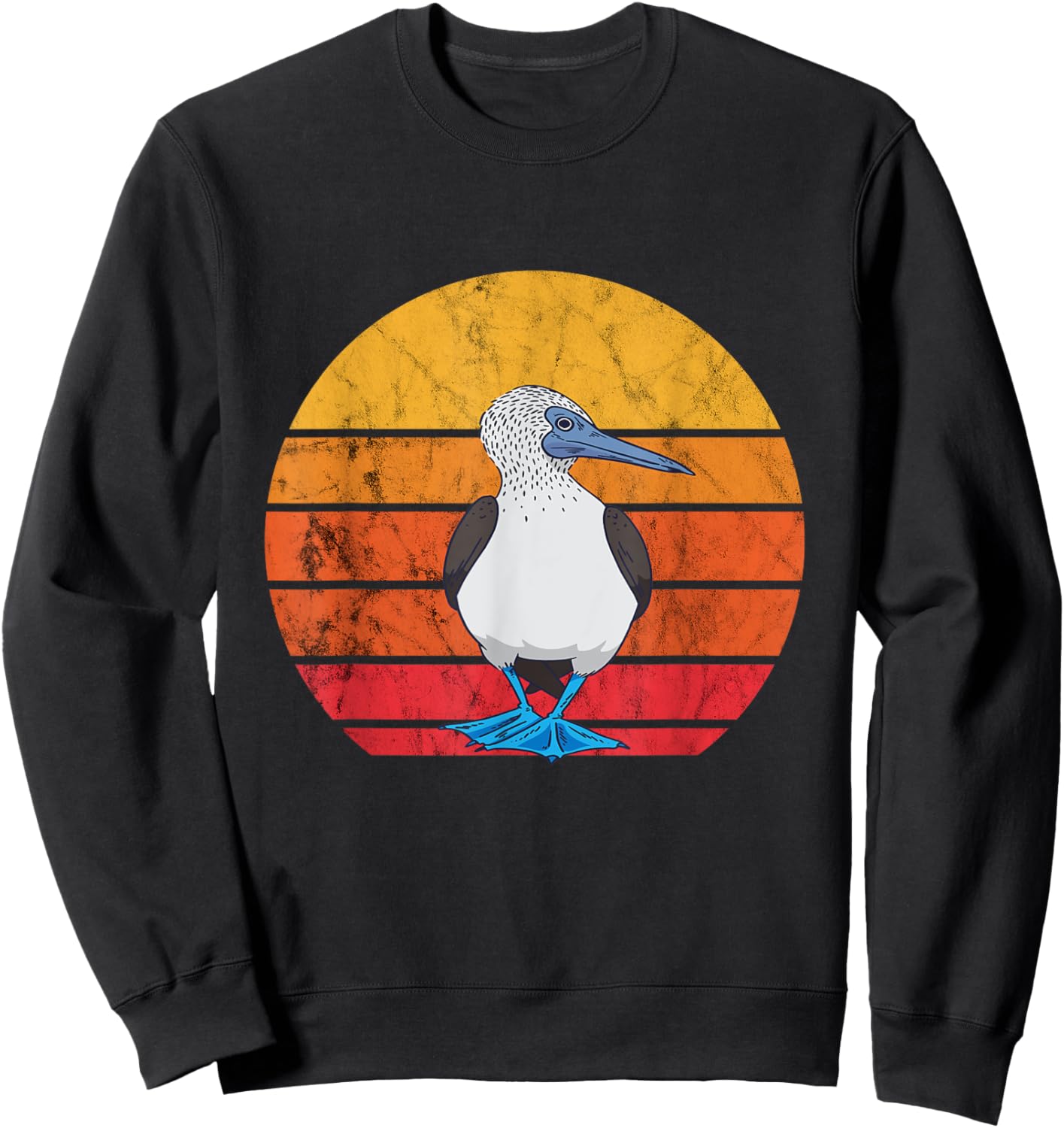 Blue Footed Boobies Tropical Sea Bird Retro Vintage Sunset Sweatshirt - Sweatshirt | Black