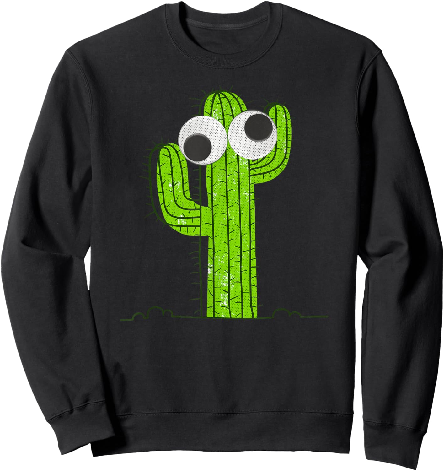 Googly Eyes Cactus Vintage Funny Sweatshirt - Sweatshirt | Black