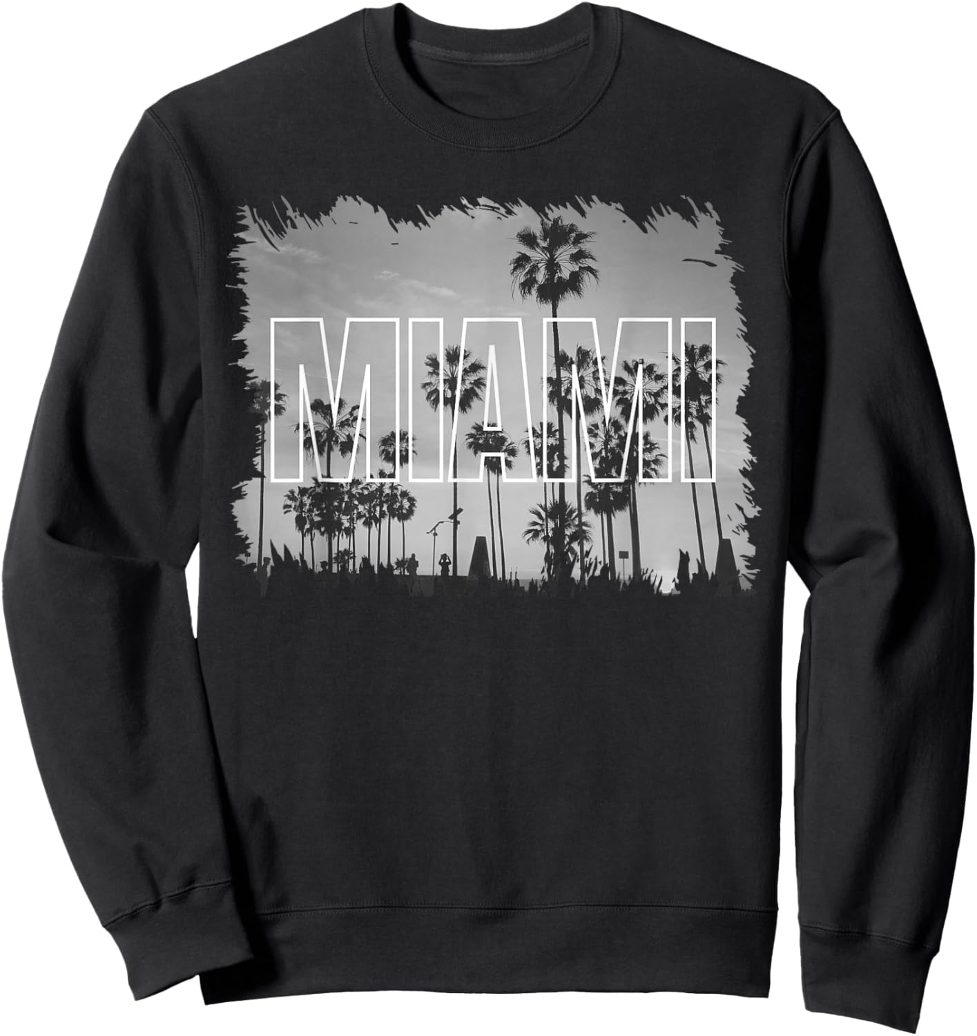 Vintage Miami Black and White Picture Sweatshirt - Sweatshirt | Black