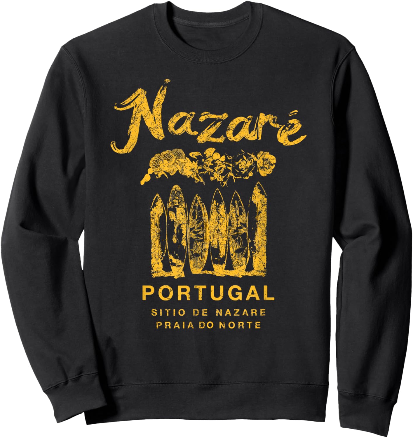 Nazare Portugal Surfing Vintage Sweatshirt - Sweatshirt | Black
