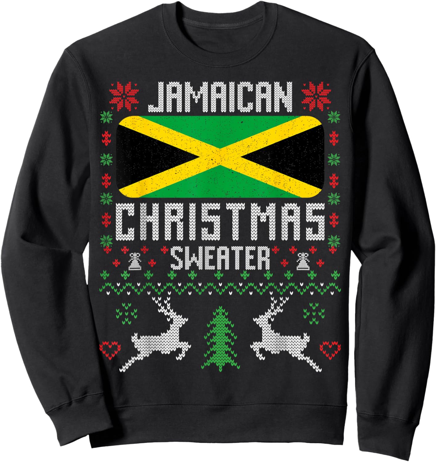 Jamaica Flag Jamaican Christmas Sweater Sweatshirt - Sweatshirt | Black