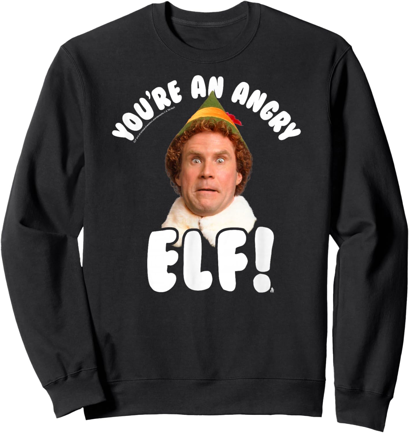 Elf You're an Angry Elf Funny Christmas Movie Sweatshirt - Sweatshirt | Black