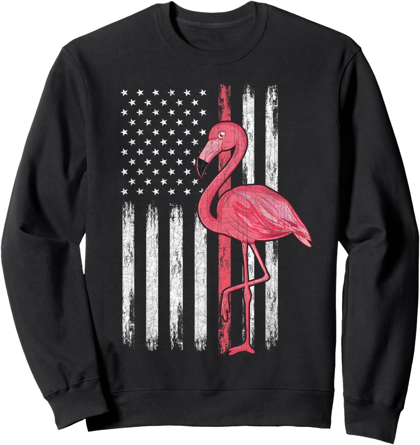 American Flag Pink Flamingo Independence Day 4th Of July Sweatshirt - Sweatshirt | Black