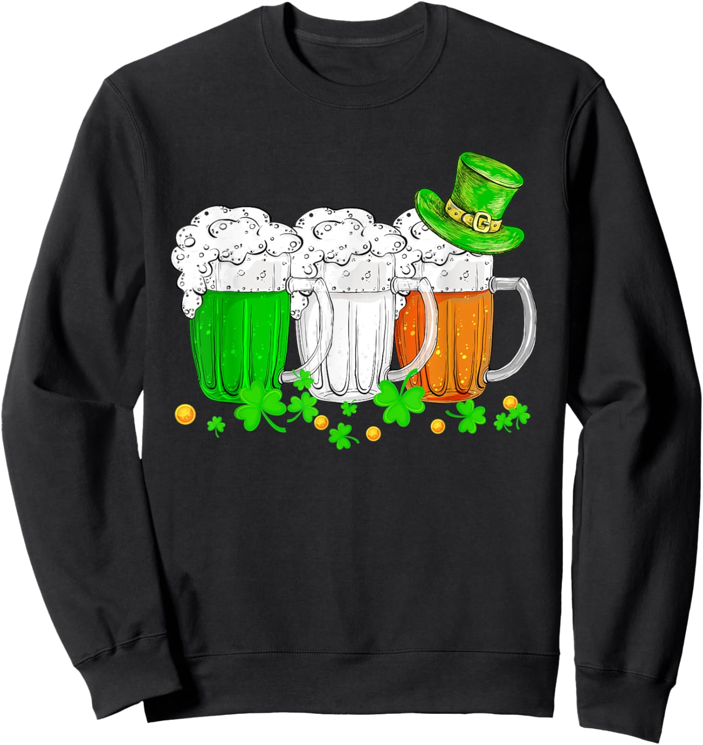 Irish Beer With Irish Hat Funny Drinking St Paddys Day Sweatshirt - Sweatshirt | Black