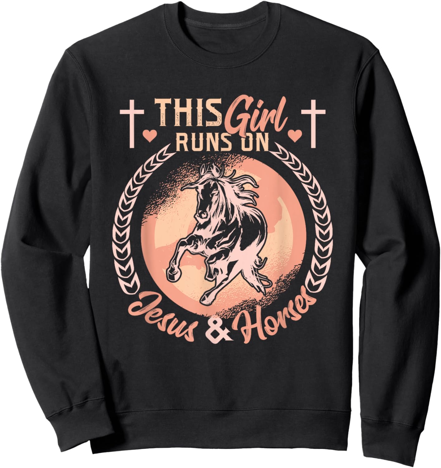 This Girl Runs On Jesus And Horses Sweatshirt - Sweatshirt | Black
