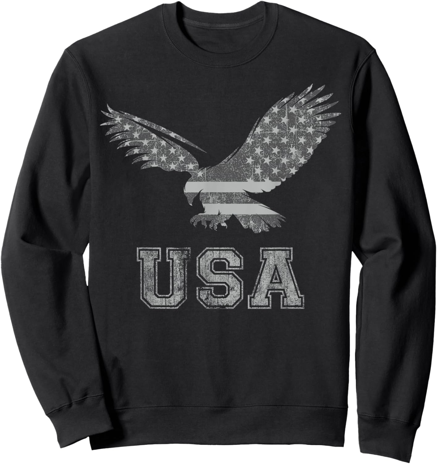 Scruffbag American Eagle Cool Distressed Flag USA Patriotic , -Adults, Black, Small, Short Sleeve, Classic Fit, Cotton, Polyester Sweatshirt - Sweatshirt | Black