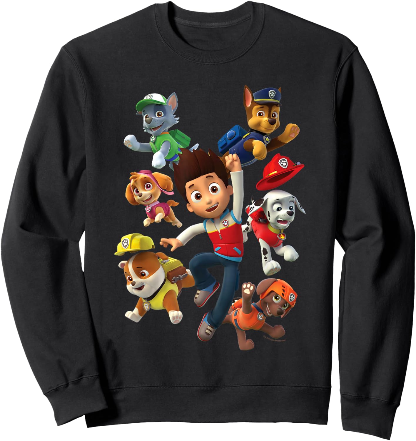 Paw Patrol PAW Patrol Ryder's Pups Boys Black Cotton Polyester , Small, Short Sleeve Sweatshirt - Sweatshirt | Black