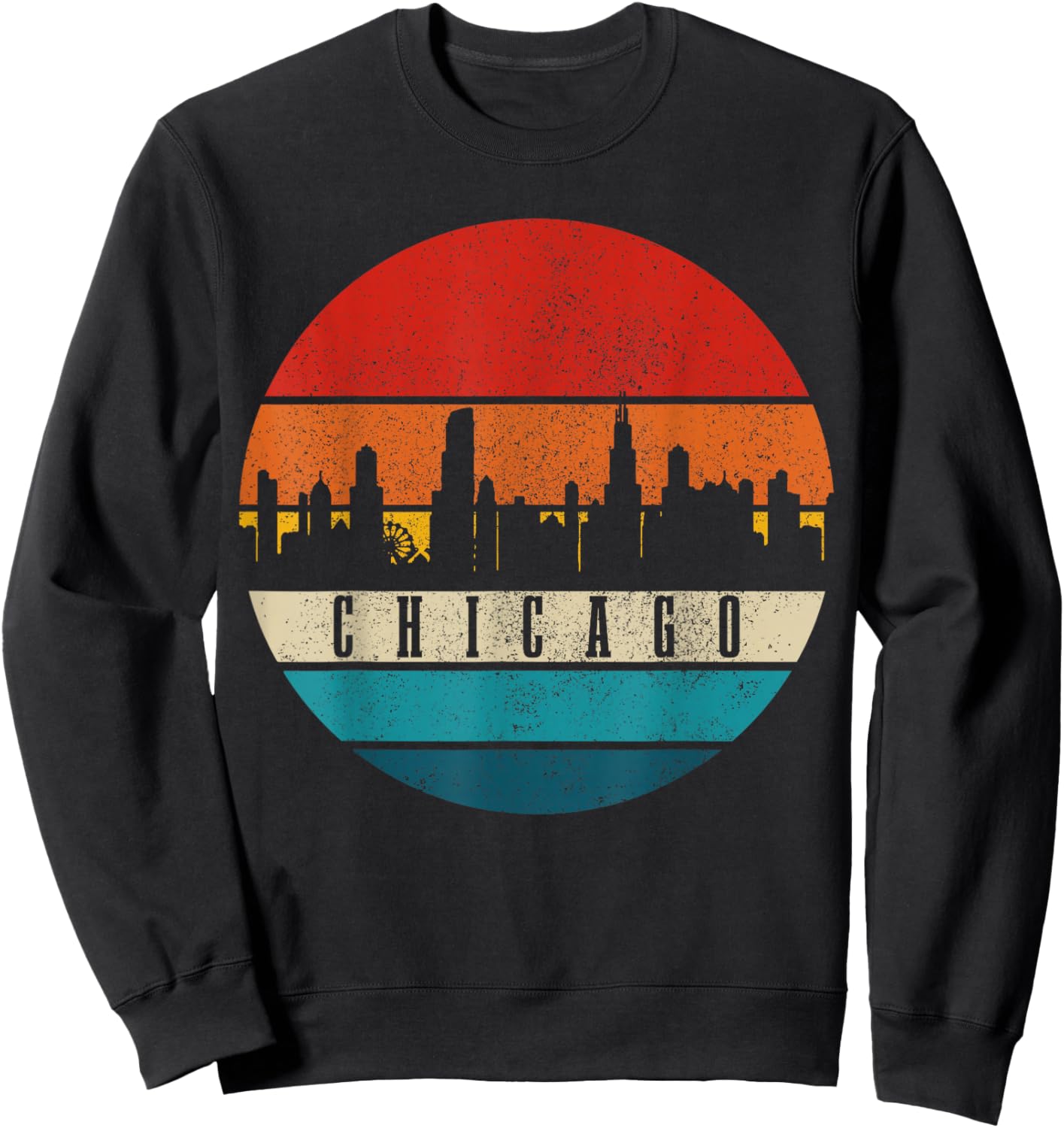 Chicago Illinois Skyline Vintage USA America Souvenir Sweatshirt - Sweatshirt | Black