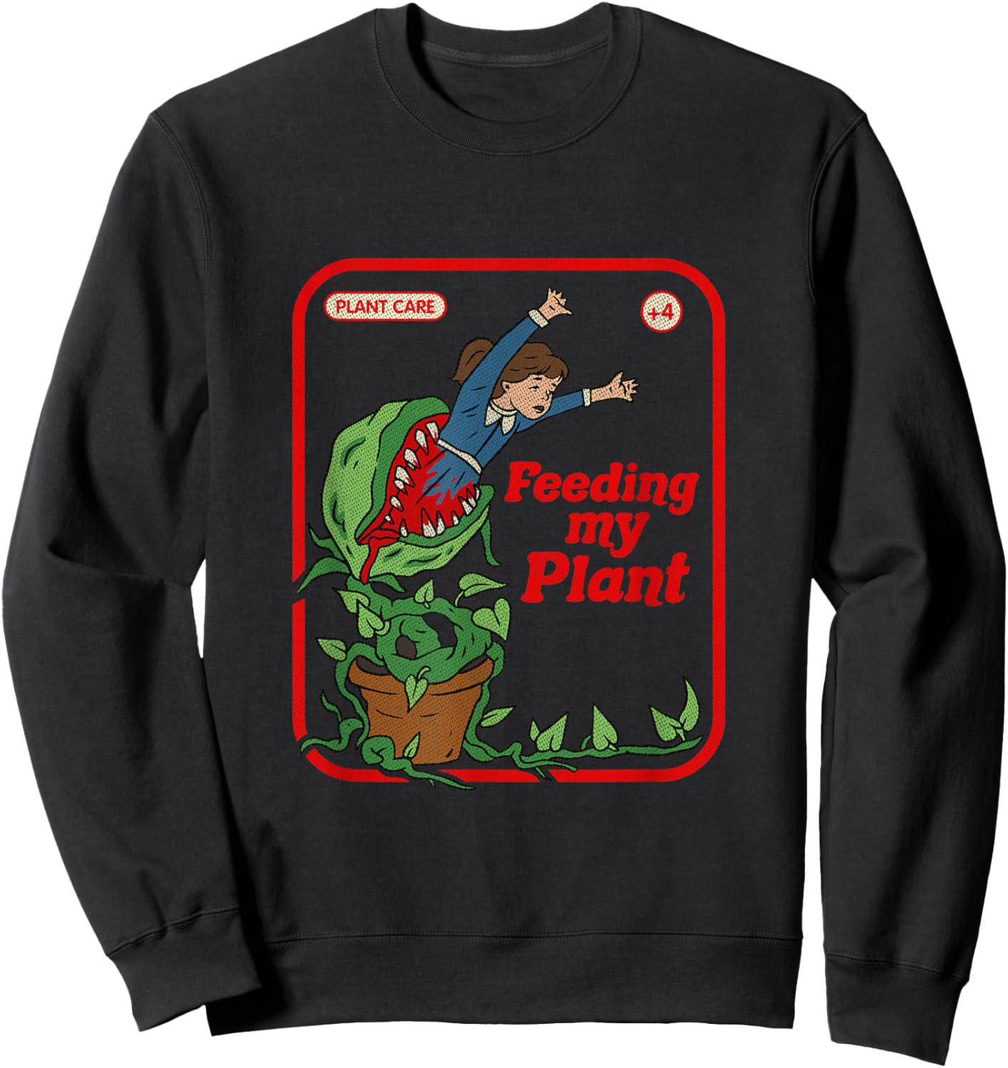 Feeding My Plant Occult Horror Goth Vintage Childgame Sweatshirt - Sweatshirt | Black
