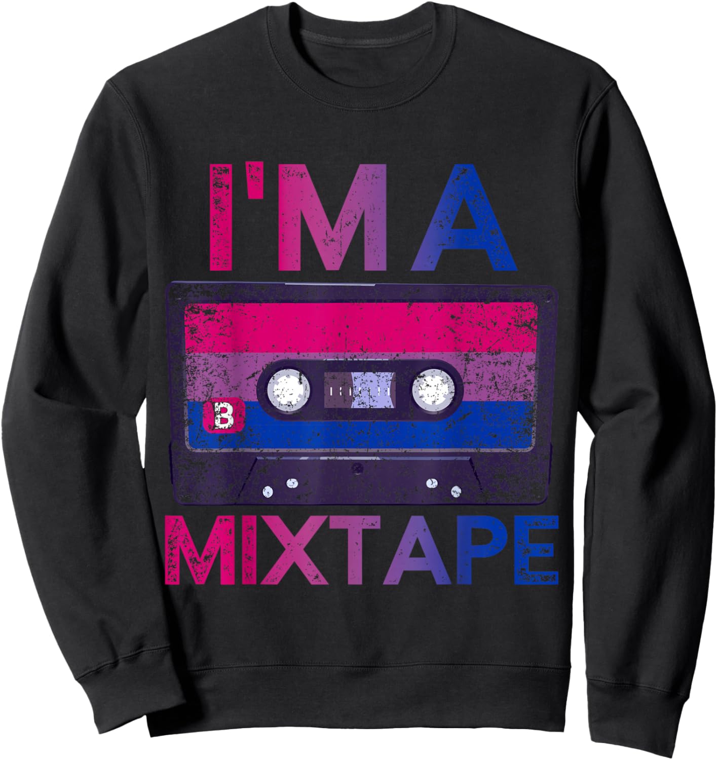 Funny Bisexuality Pride Retro Cassette Bi Gift Bisexual Sweatshirt - Sweatshirt | Black